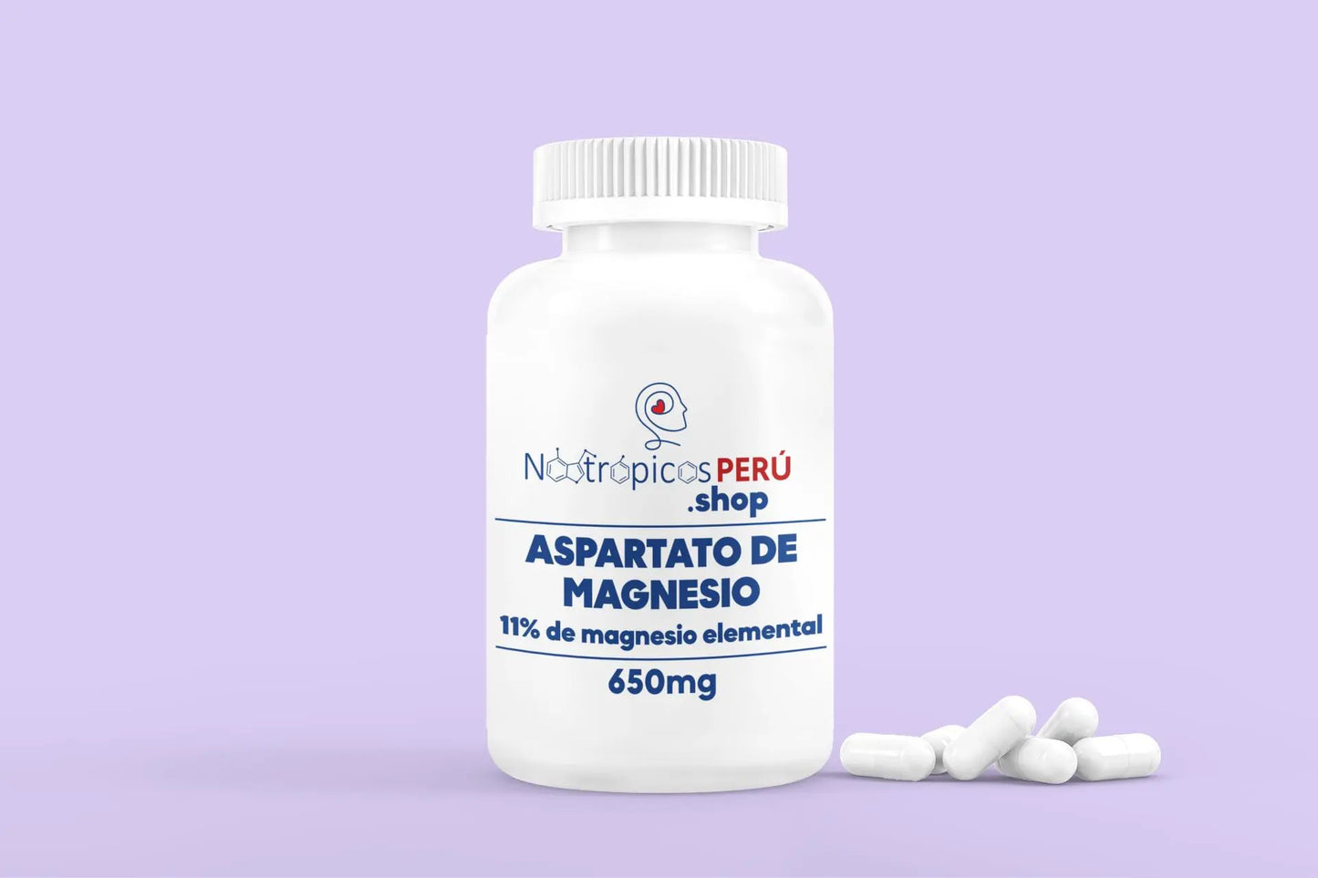 Aspartato de magnesio 650mg - 100 cápsulas Nootrópicos Perú