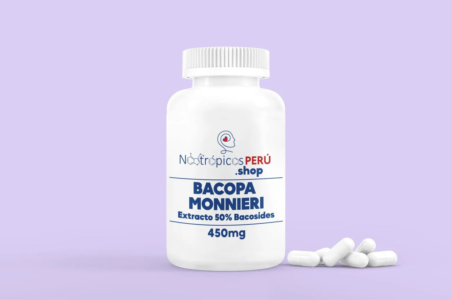 Bacopa Monnieri 450mg (extracto 50% Bacosides) - 100 cápsulas Nootrópicos Perú