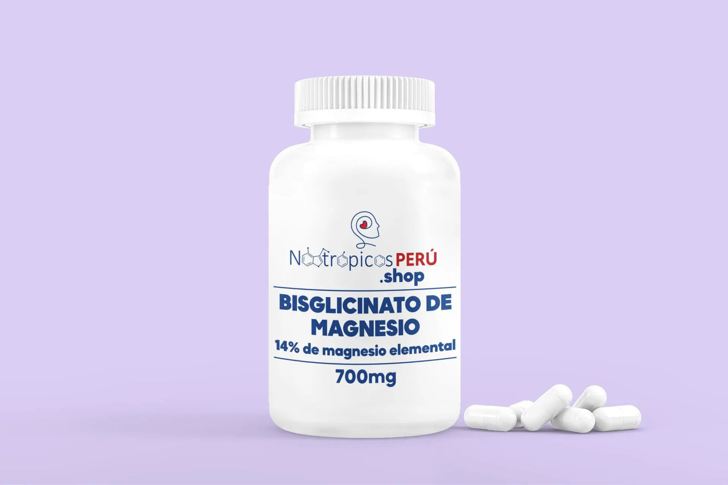 Bisglicinato de Magnesio 700mg - 100 cápsulas Nootrópicos Perú