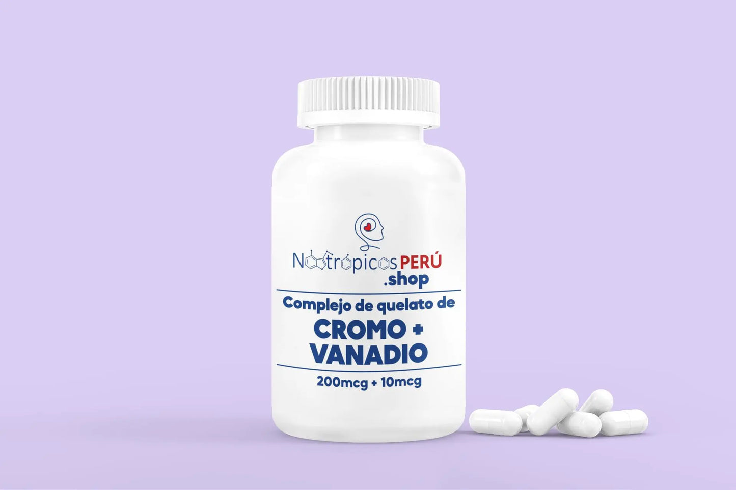 Cromo + Vanadio (200mcg + 10mcg) - 100 cápsulas Nootrópicos Perú