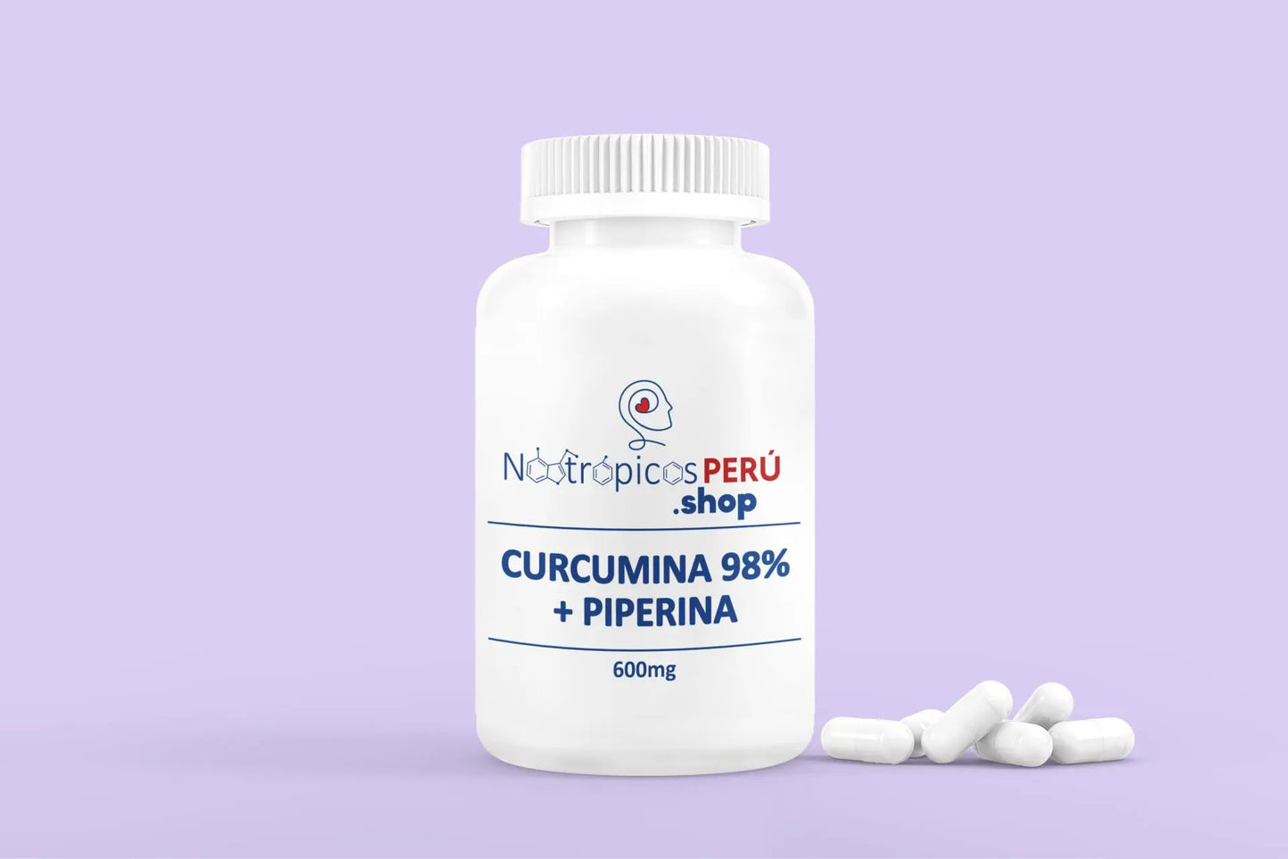 Curcumina 98% + Piperina 600mg - 100 cápsulas Nootrópicos Perú