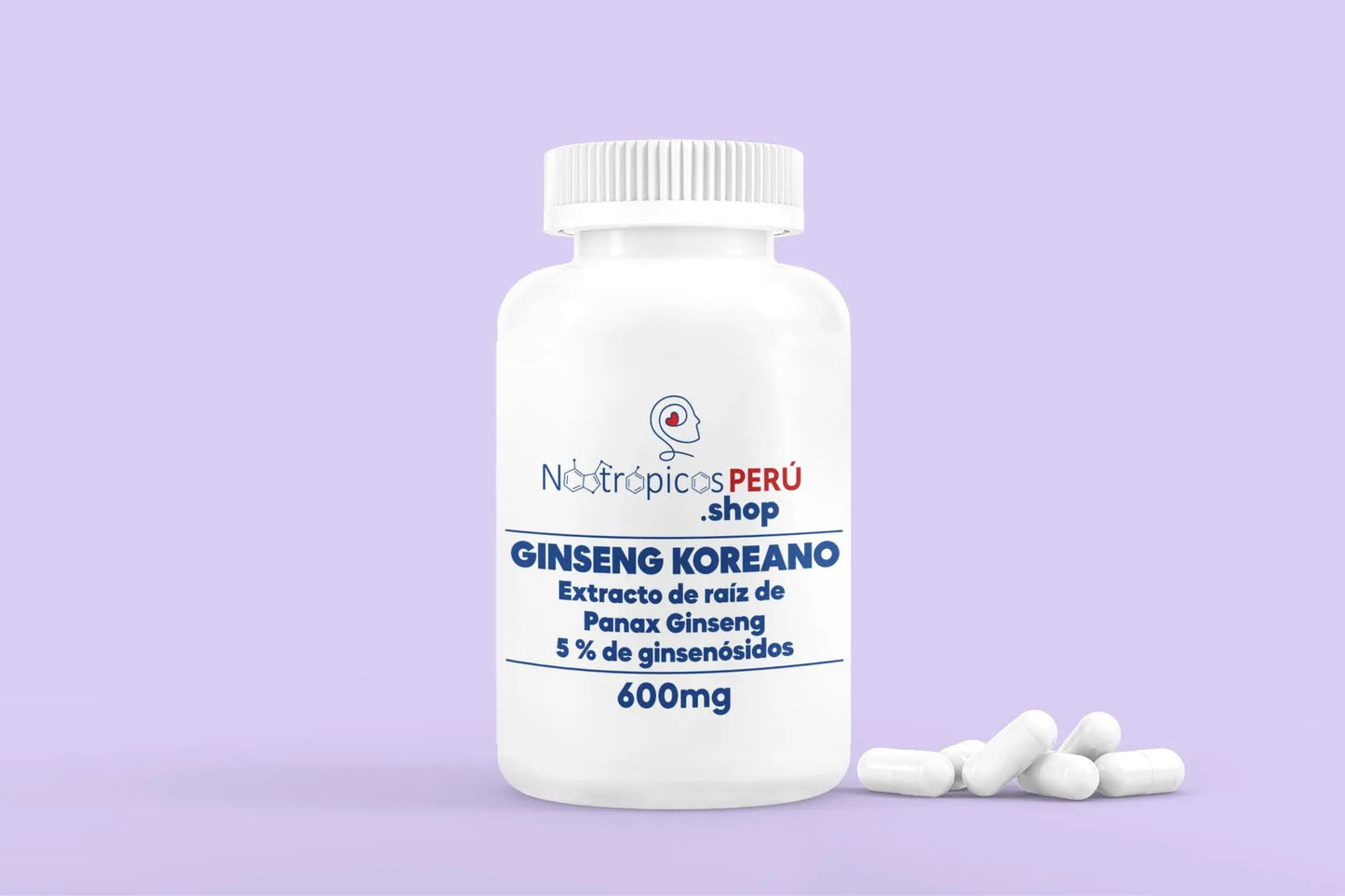 Ginseng Koreano (Extracto Panax Ginseng) 600mg - 100 cápsulas Nootrópicos Perú