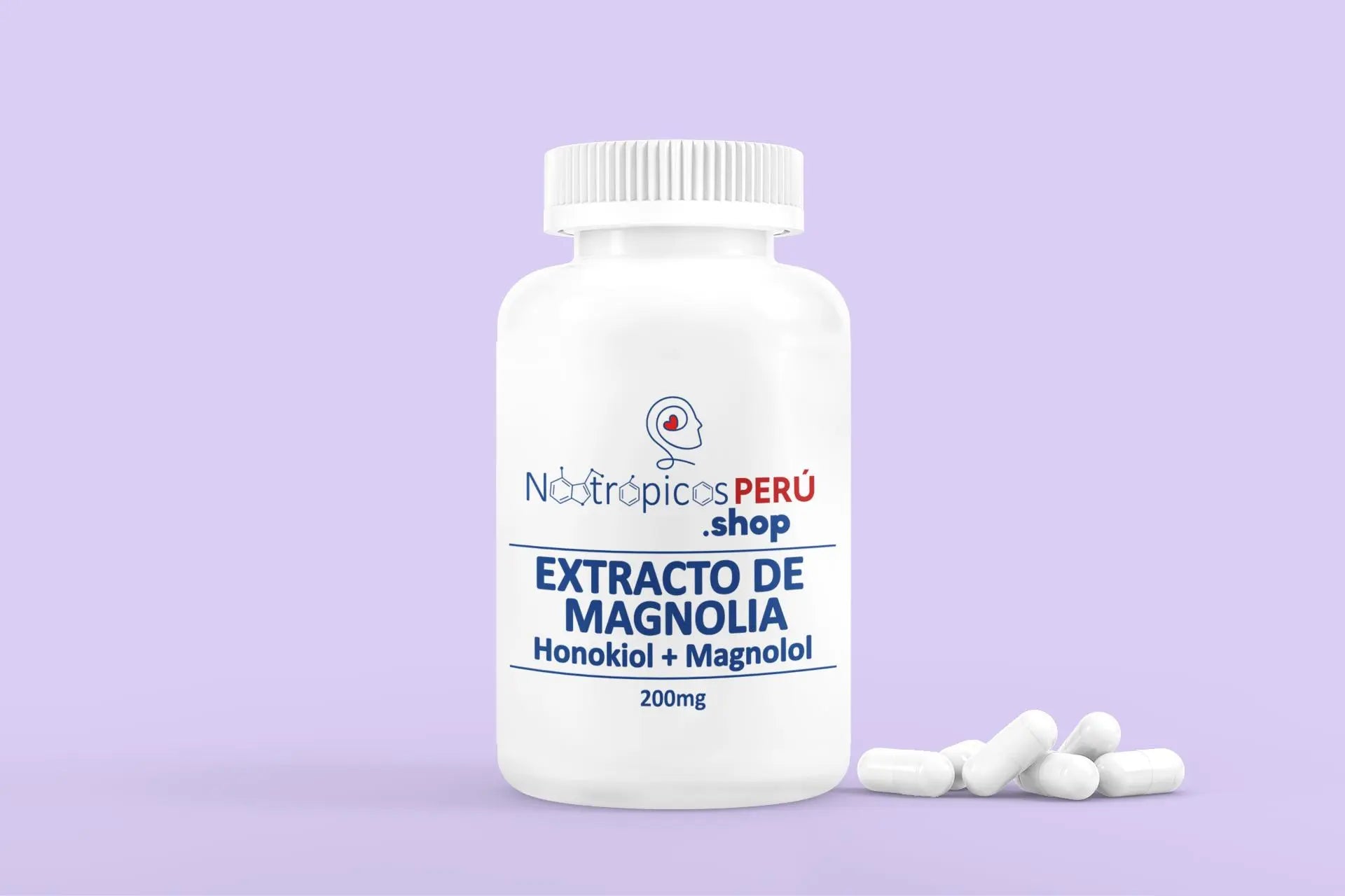 Magnolia 200mg (Extracto 80% Honokiol + Magnolol)  - 50 cápsulas Nootrópicos Perú