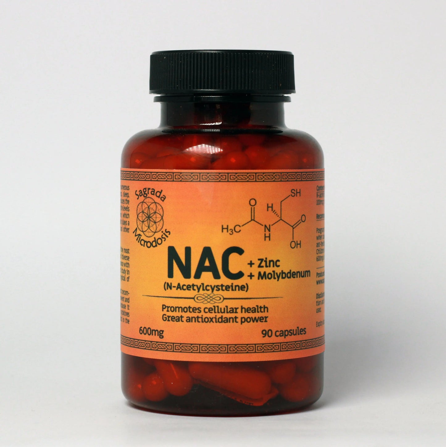 NAC (N-Acetil-Cisteína) + Zinc + Molibdeno - 90 cápsulas Sagrada Microdosis